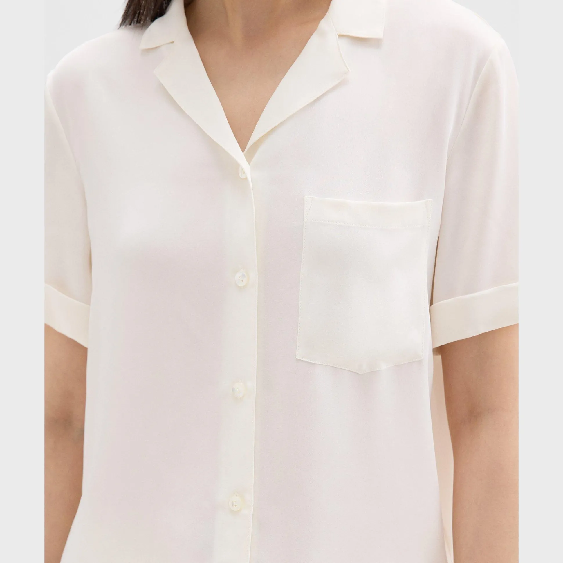 Theory Camp Shirt In Silk Georgette-Women Tops
