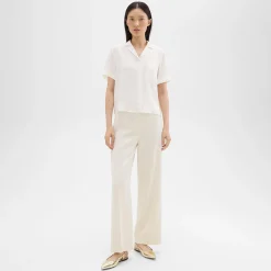 Theory Camp Shirt In Silk Georgette-Women Tops