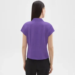 Theory Cap Sleeve Shirt In Silk Georgette-Women Tops