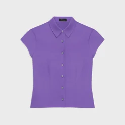 Theory Cap Sleeve Shirt In Silk Georgette-Women Tops