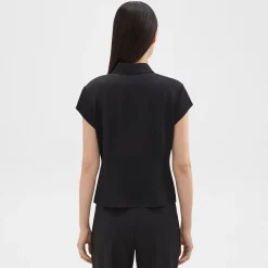 Theory Cap Sleeve Shirt In Silk Georgette-Women Tops