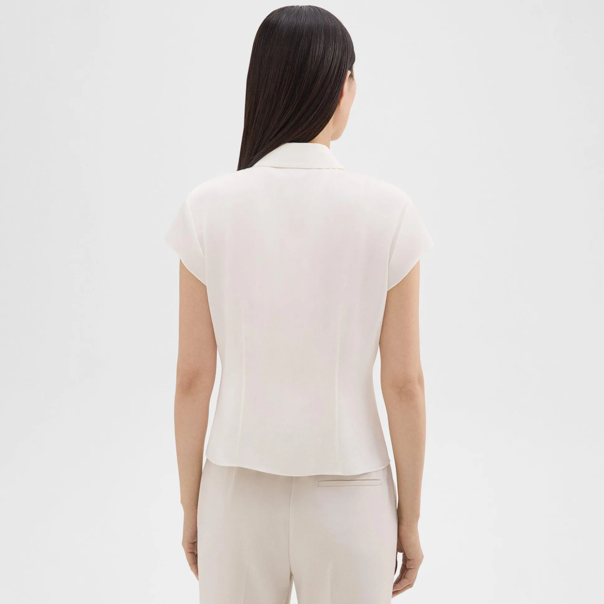 Theory Cap Sleeve Shirt In Silk Georgette-Women Tops