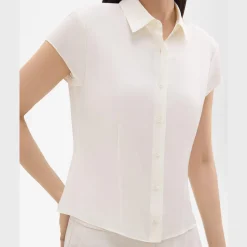 Theory Cap Sleeve Shirt In Silk Georgette-Women Tops
