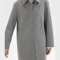 Theory Car Coat In Checked Stretch Wool-Women Outerwear