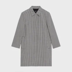 Theory Car Coat In Checked Stretch Wool-Women Outerwear