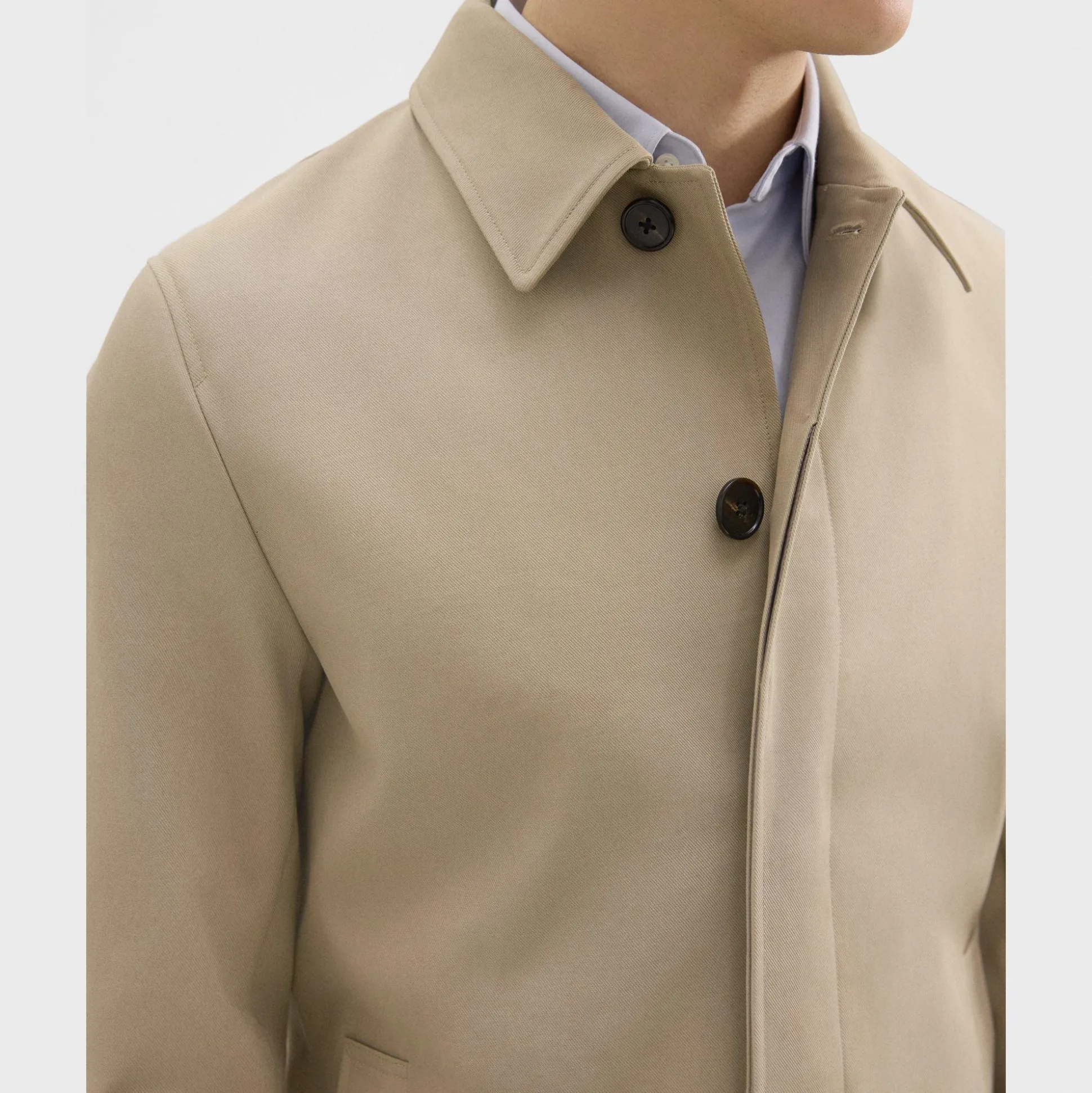 Theory Car Coat In Cotton Twill-Men Outerwear