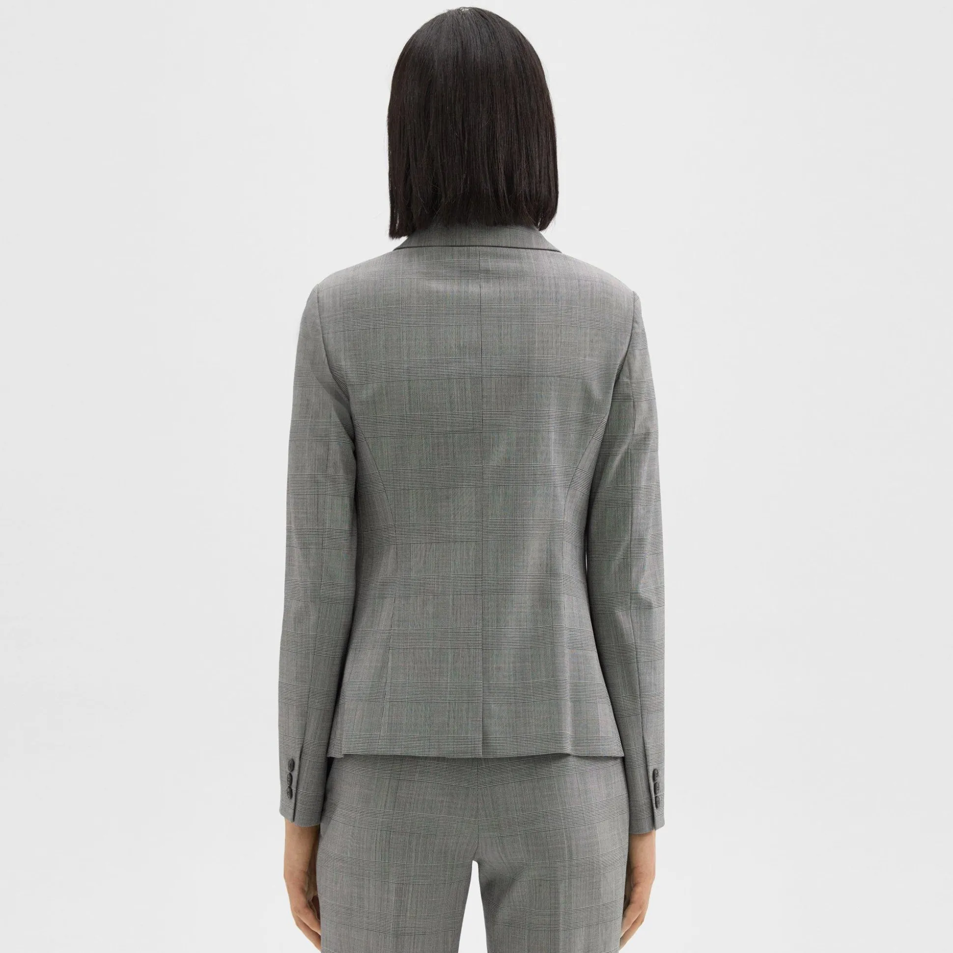 Theory Carissa Blazer In Plaid Stretch Wool-Women Suits|Blazers + Jackets