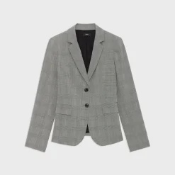 Theory Carissa Blazer In Plaid Stretch Wool-Women Suits|Blazers + Jackets