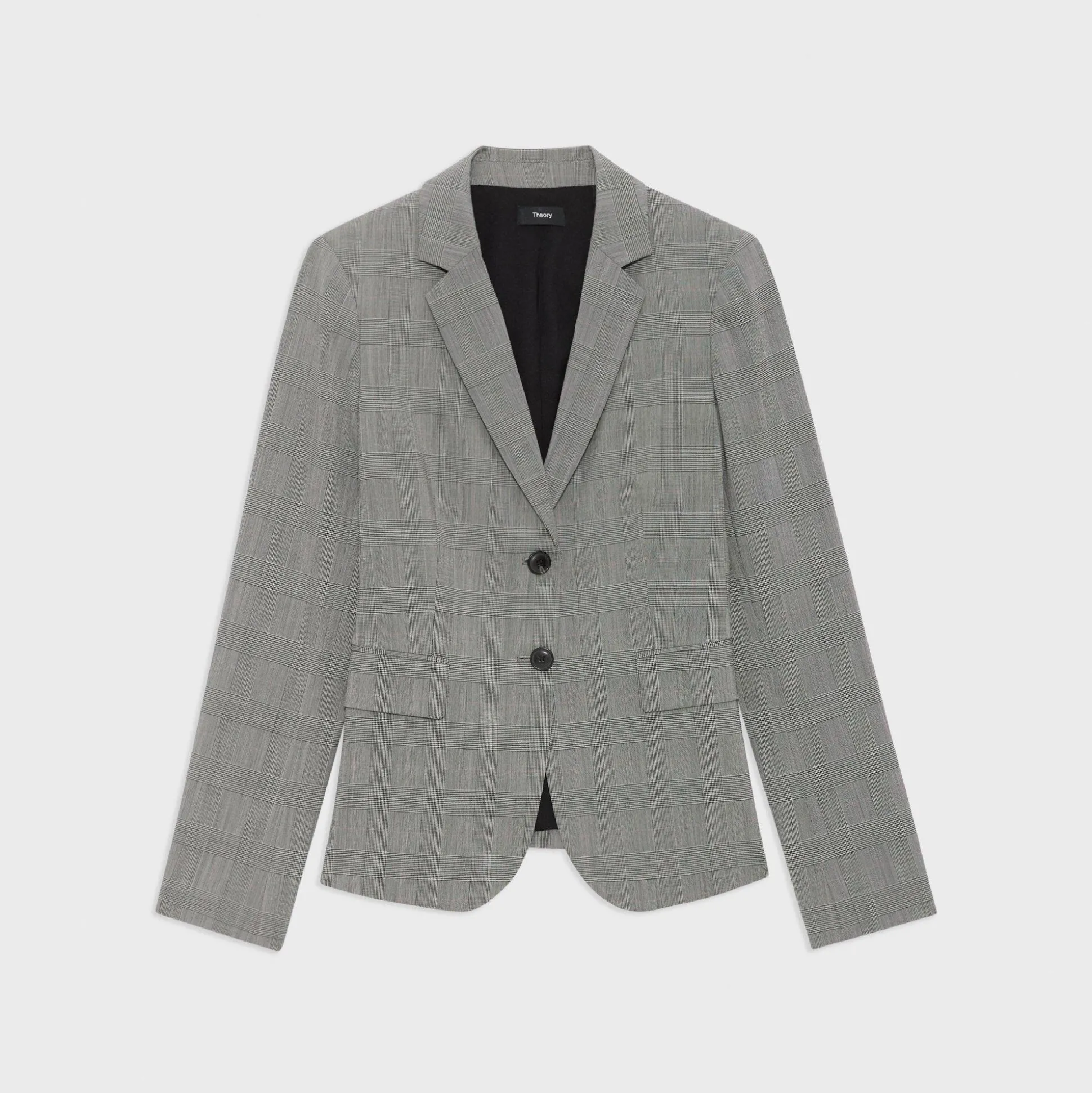 Theory Carissa Blazer In Plaid Stretch Wool-Women Suits|Blazers + Jackets