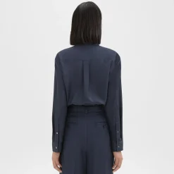 Theory Classic Menswear Shirt In Viscose Twill-Women Tops