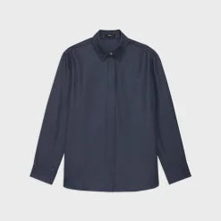 Theory Classic Menswear Shirt In Viscose Twill-Women Tops