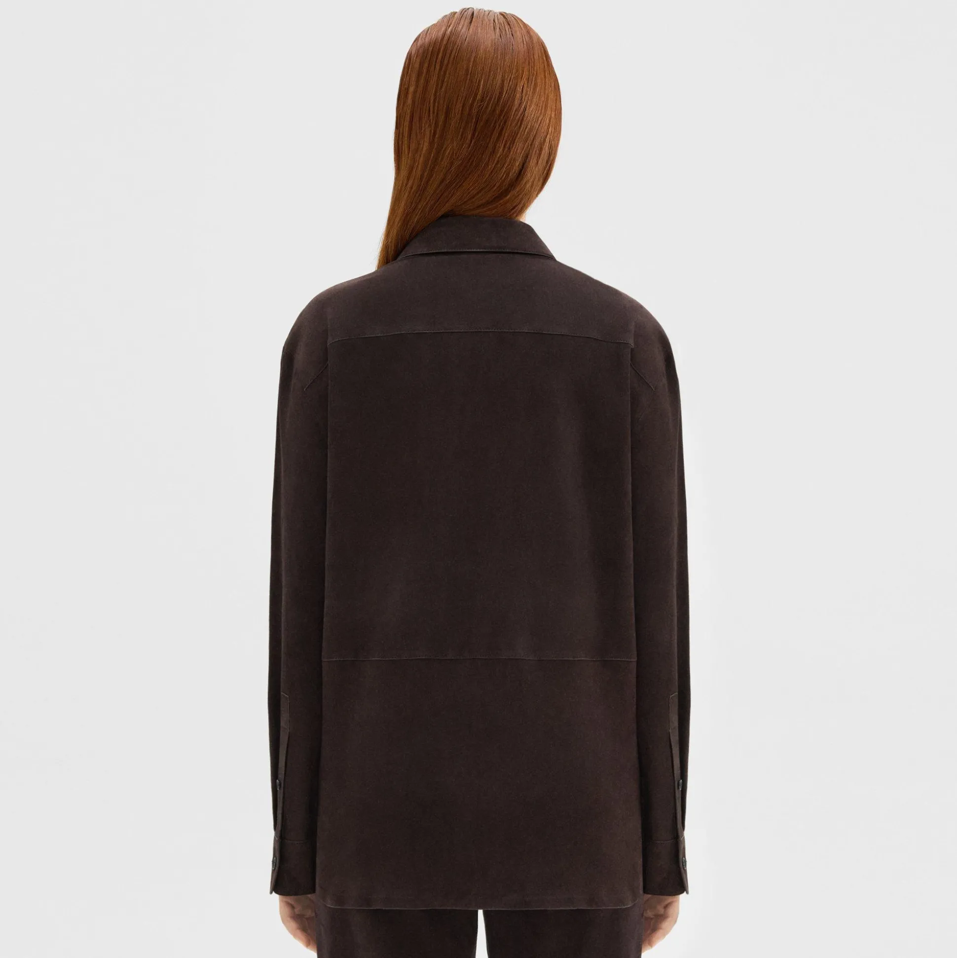 Theory Classic Menswear Shirt In Suede-Women Tops