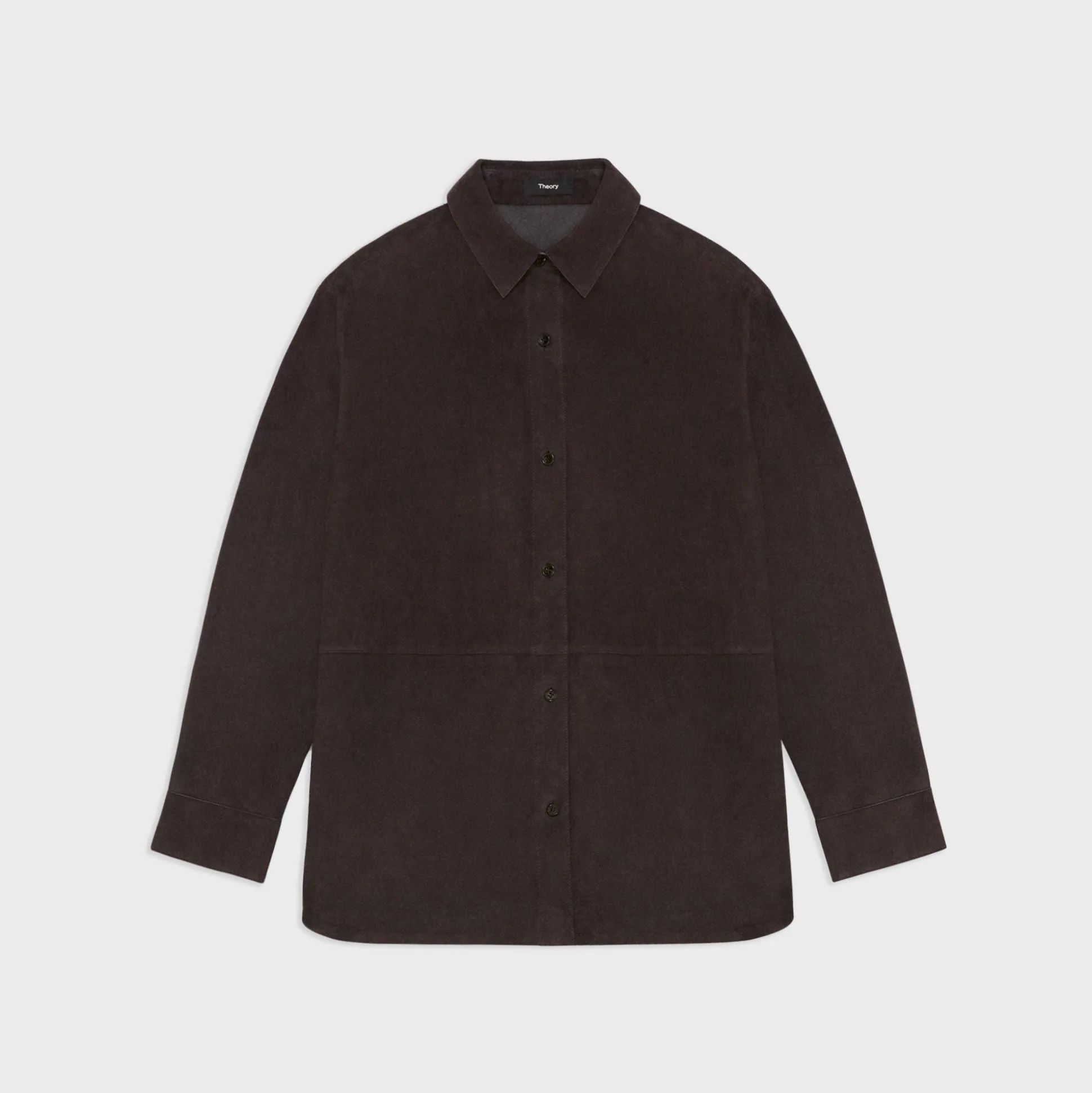 Theory Classic Menswear Shirt In Suede-Women Tops