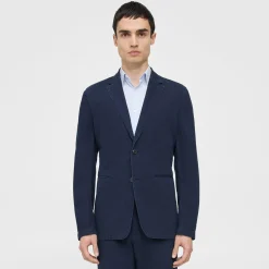 Theory Clinton Blazer In Indigo-Dyed Cotton-Linen-Men Suits|Blazers + Jackets