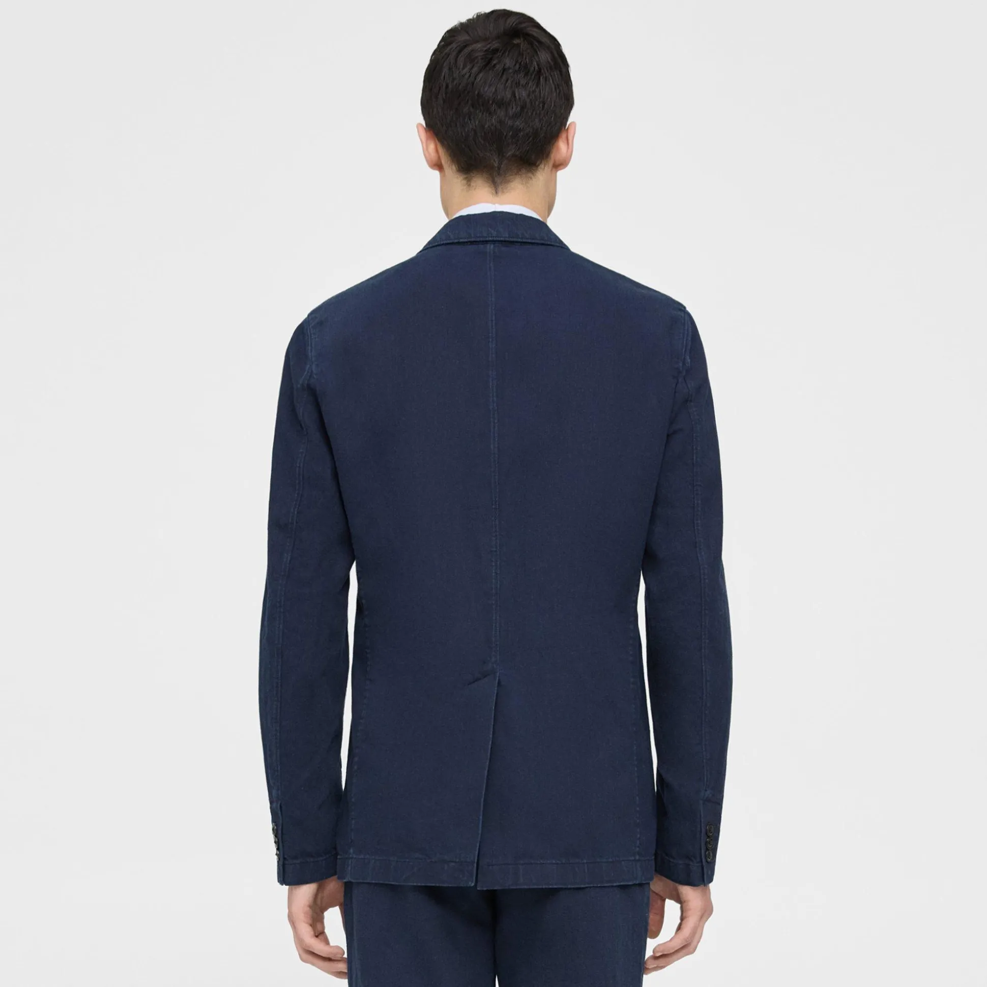 Theory Clinton Blazer In Indigo-Dyed Cotton-Linen-Men Suits|Blazers + Jackets