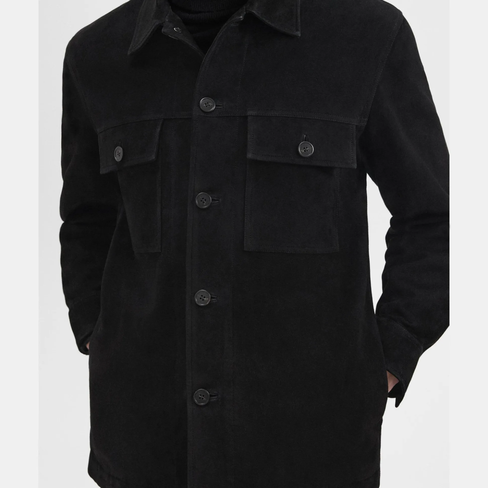 Theory Closson Military Jacket In Suede-Men Outerwear