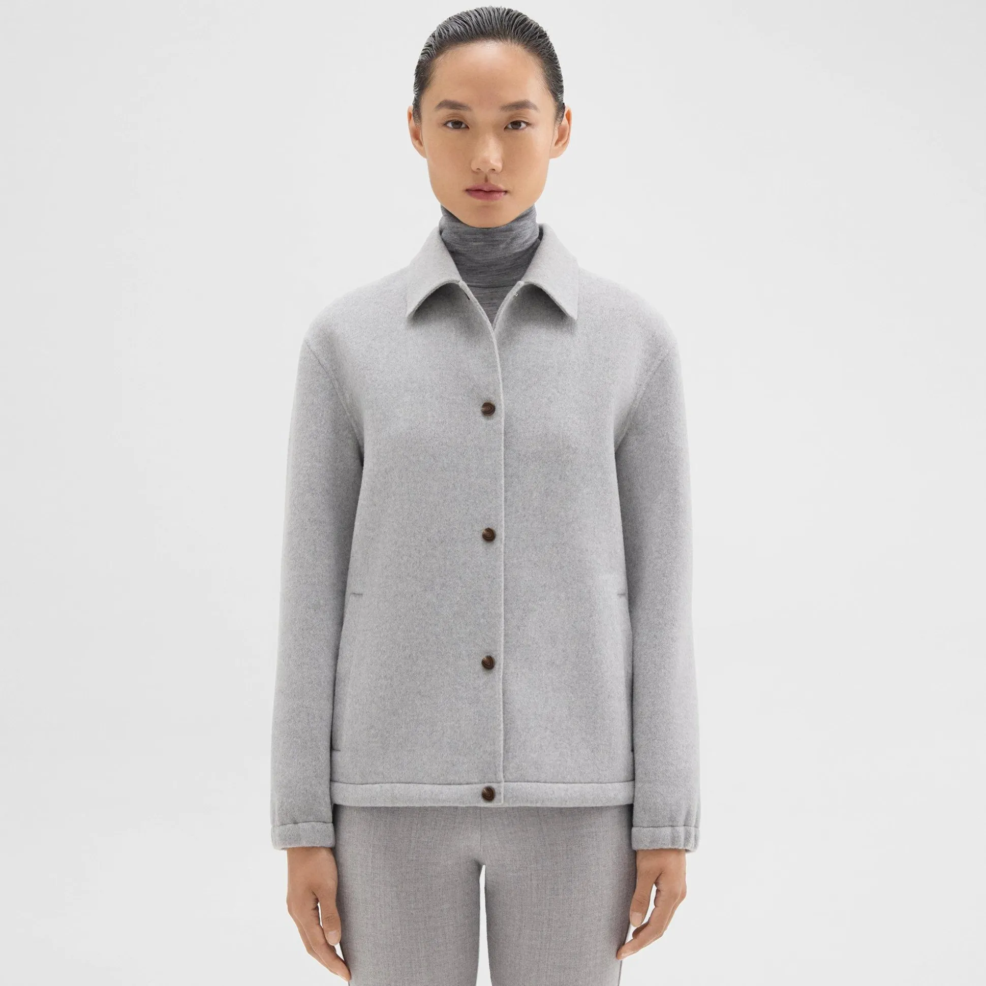 Theory Coaches Jacket In Double-Face Wool-Cashmere-Women Outerwear