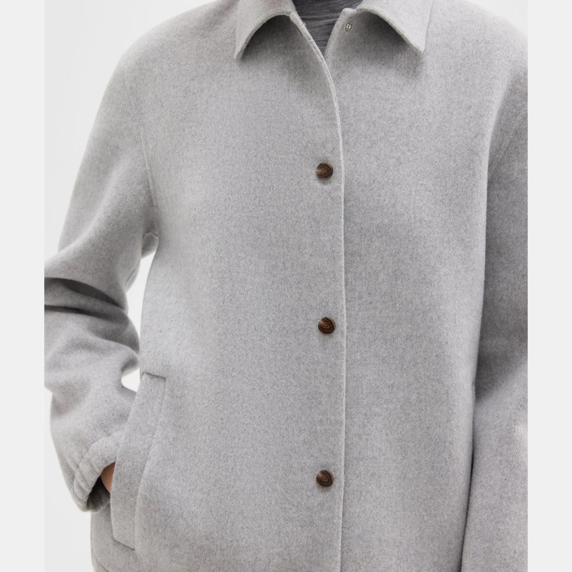 Theory Coaches Jacket In Double-Face Wool-Cashmere-Women Outerwear