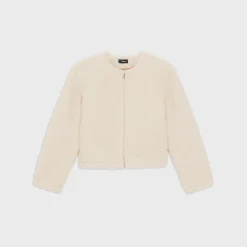 Theory Collarless Zip-Up Jacket In Fleece Jersey-Women Blazers + Jackets