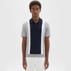 Theory Colorblock Polo Shirt In Light Bilen-Men T-shirts + Polos|Sweaters + Cardigans