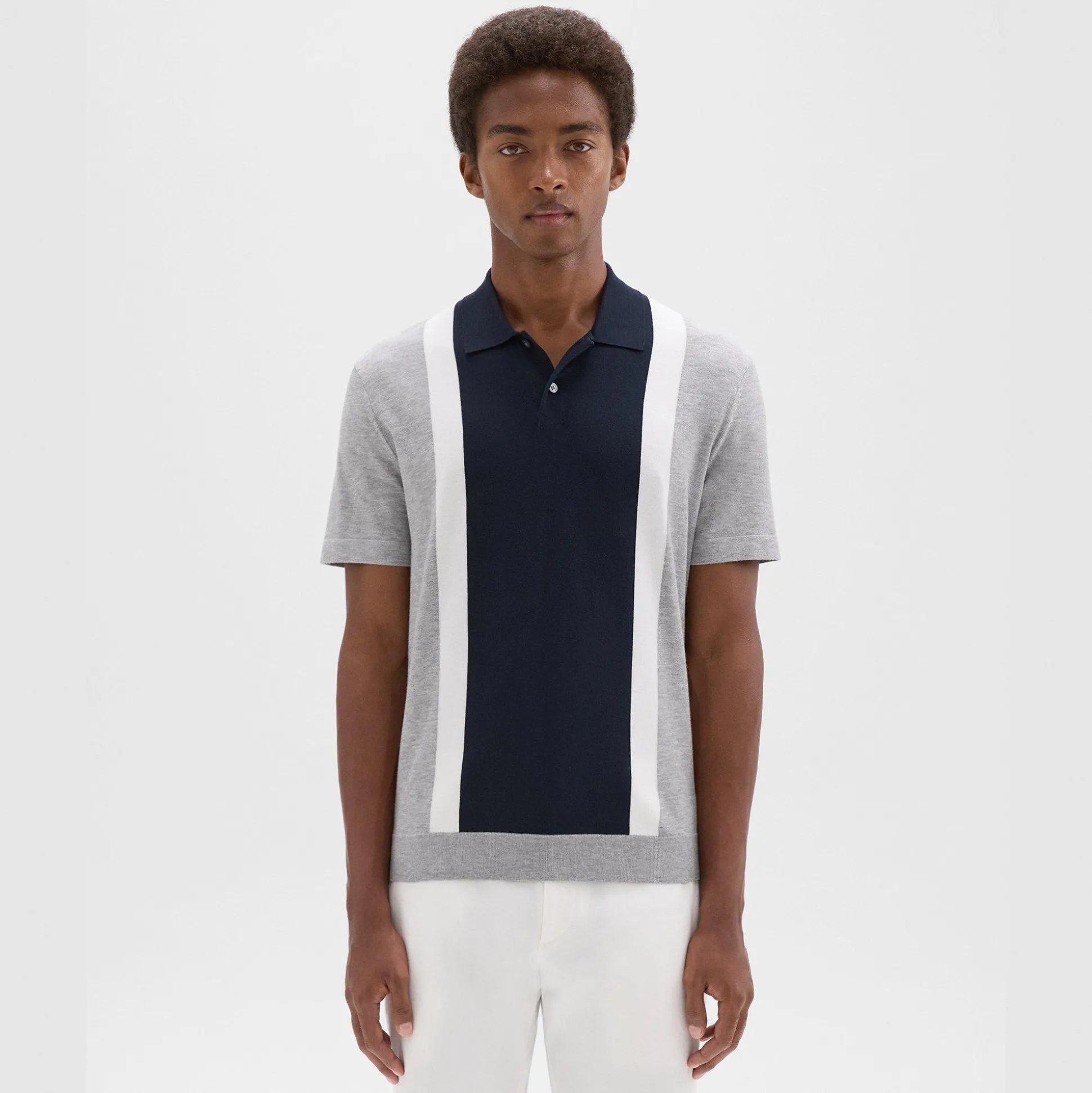 Theory Colorblock Polo Shirt In Light Bilen-Men T-shirts + Polos|Sweaters + Cardigans