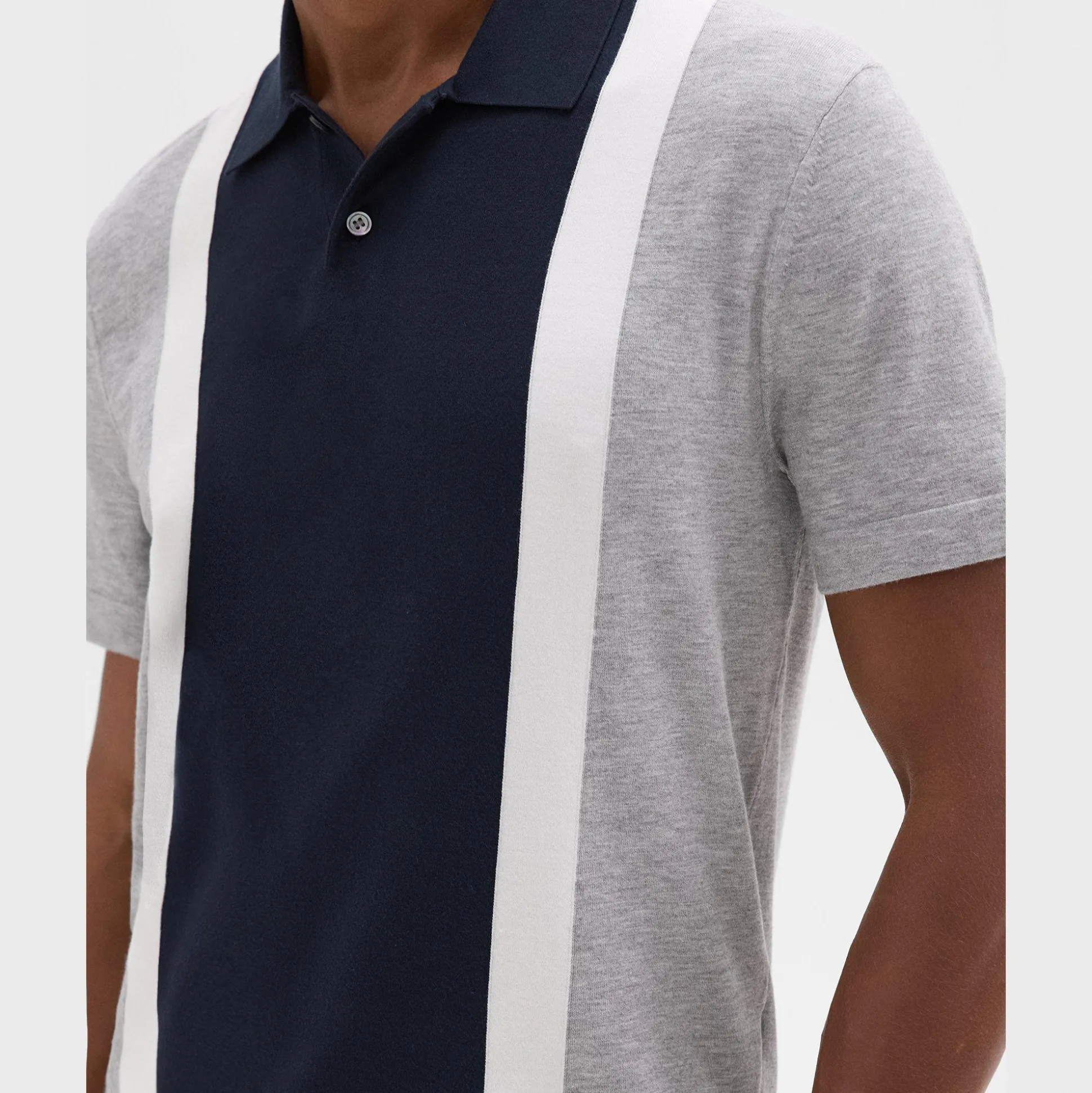 Theory Colorblock Polo Shirt In Light Bilen-Men T-shirts + Polos|Sweaters + Cardigans