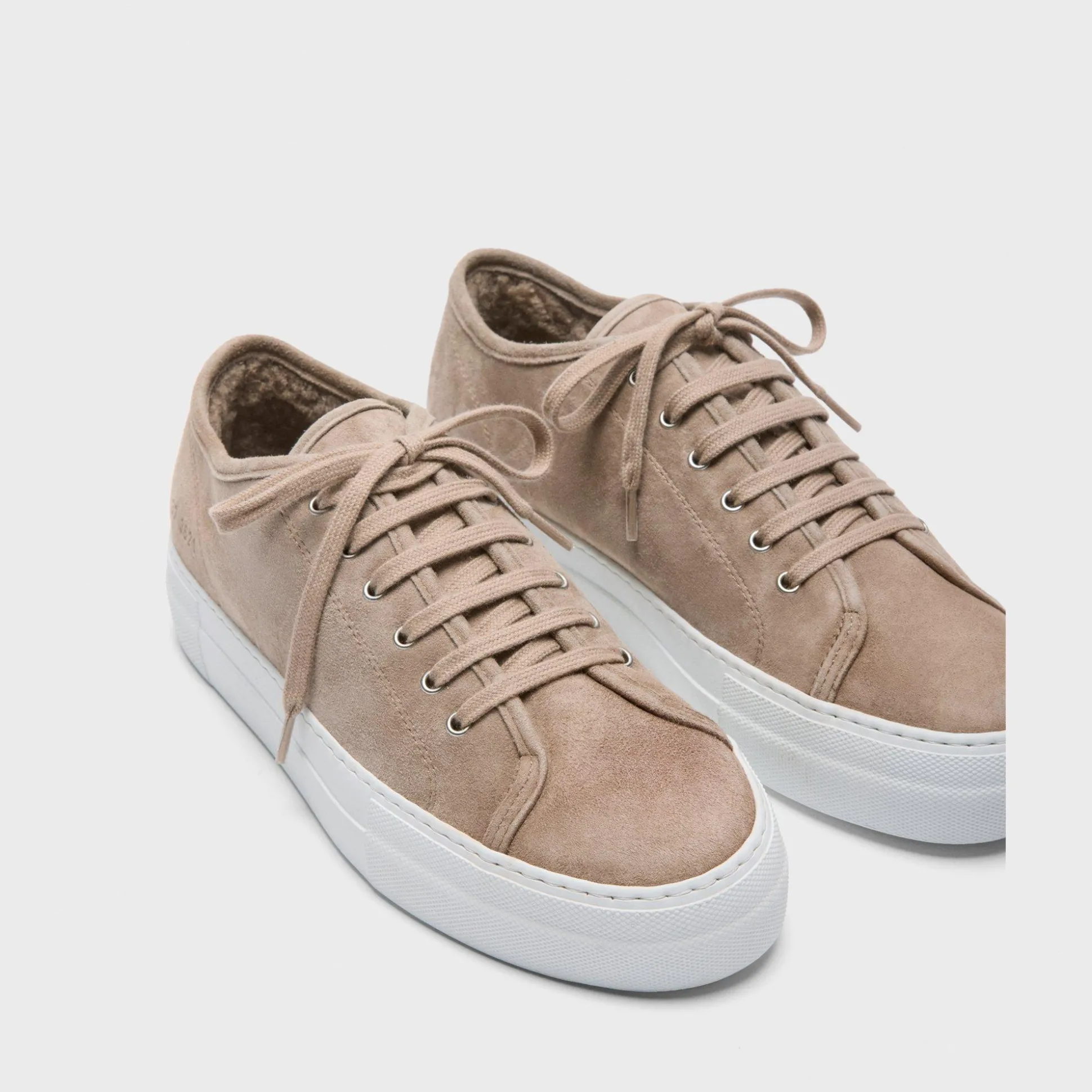 Theory Common Projects Women'S Tournament Shearling-Lined Low-Top Platform Sneakers-Women Shoes