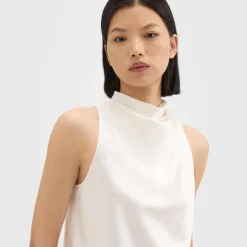 Theory Cowl Neck Top In Satin-Women Tops