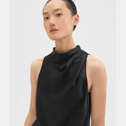 Theory Cowl Neck Top In Satin-Women Tops