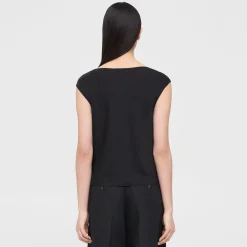 Theory Cowl Neck Top In Silk Georgette-Women Tops