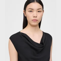 Theory Cowl Neck Top In Silk Georgette-Women Tops