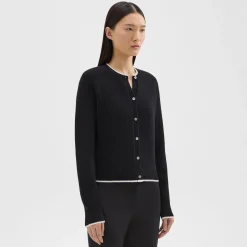Theory Crewneck Cardigan In Cashmere-Women Sweaters + Cardigans