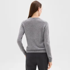 Theory Crewneck Sweater In Feather Cashmere-Women Sweaters + Cardigans