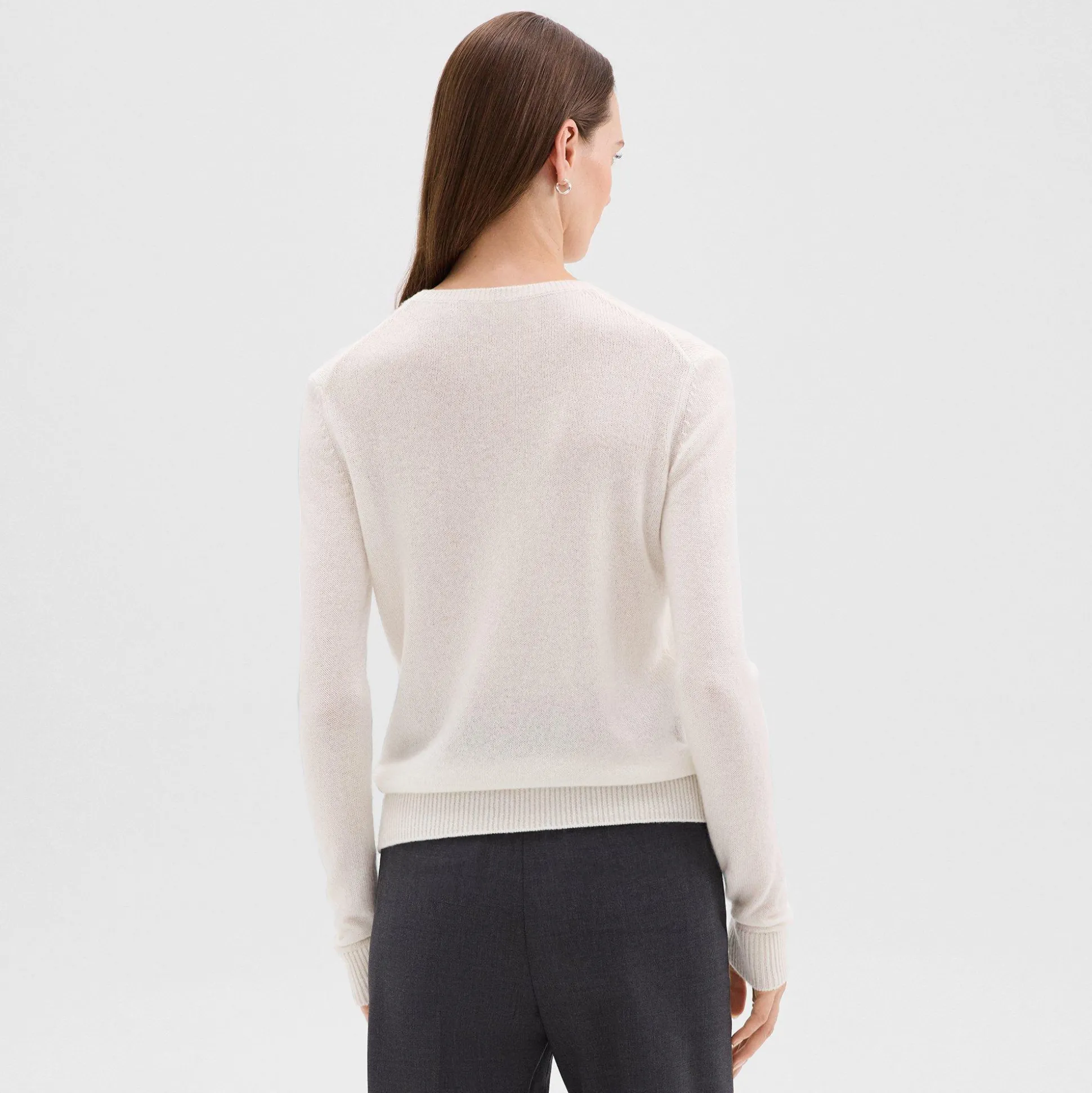 Theory Crewneck Sweater In Feather Cashmere-Women Sweaters + Cardigans
