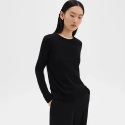 Theory Crewneck Sweater In Feather Cashmere-Women Sweaters + Cardigans