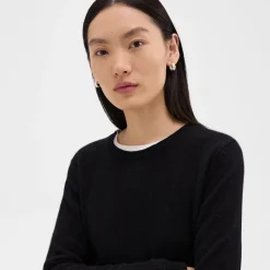 Theory Crewneck Sweater In Feather Cashmere-Women Sweaters + Cardigans