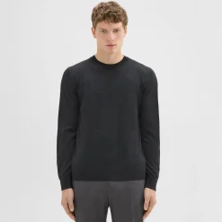 Theory Crewneck Sweater In Regal Wool-Men Sweaters + Cardigans