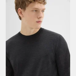 Theory Crewneck Sweater In Regal Wool-Men Sweaters + Cardigans