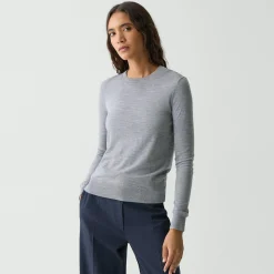 Theory Crewneck Sweater In Regal Wool-Women Sweaters + Cardigans