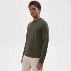 Theory Crewneck Sweater In Regal Wool-Men Sweaters + Cardigans