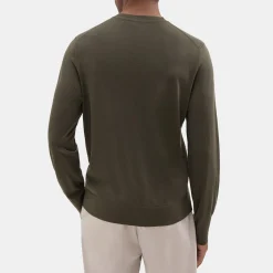 Theory Crewneck Sweater In Regal Wool-Men Sweaters + Cardigans