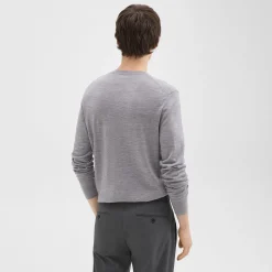 Theory Crewneck Sweater In Regal Wool-Men Sweaters + Cardigans