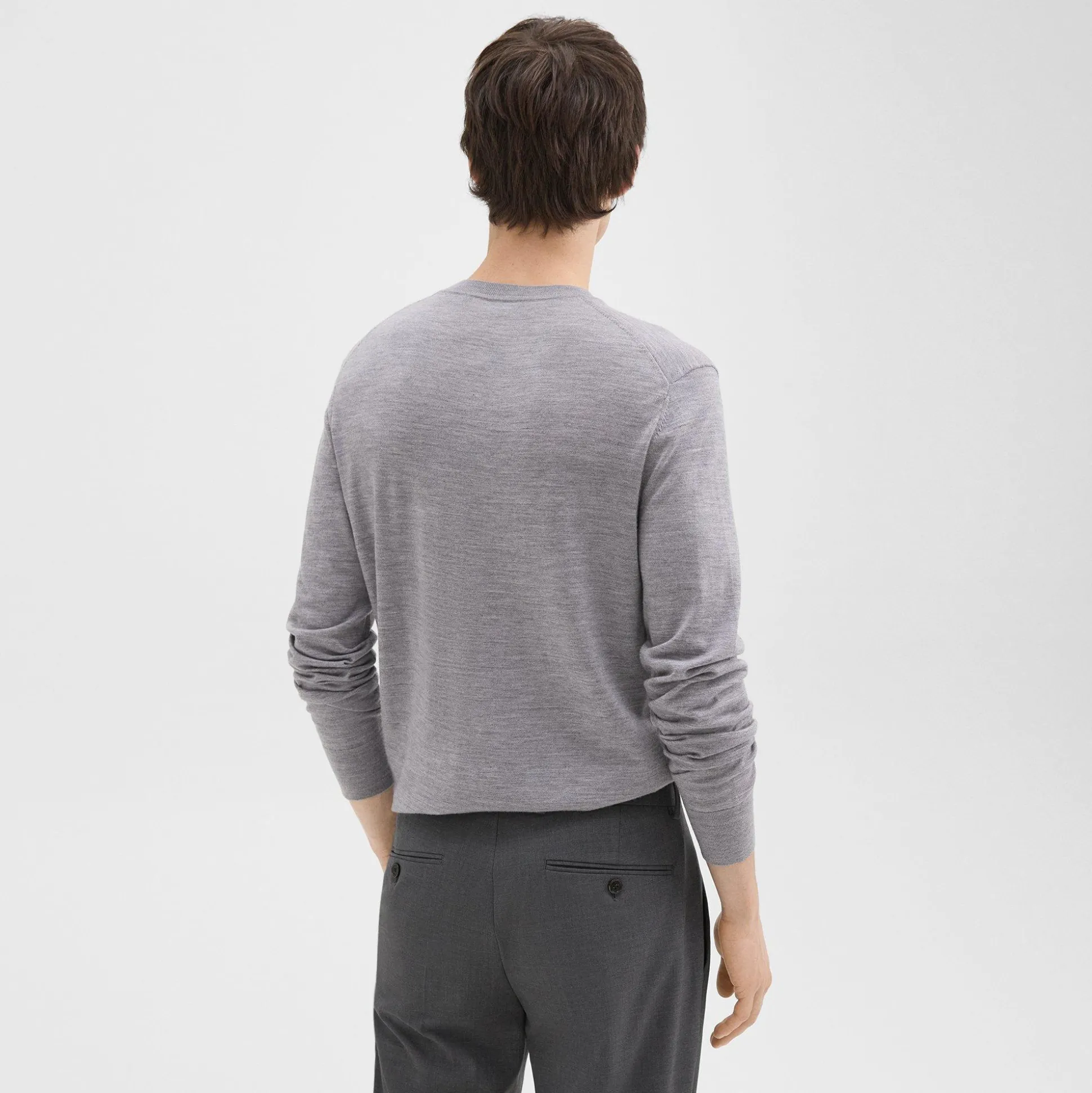 Theory Crewneck Sweater In Regal Wool-Men Sweaters + Cardigans
