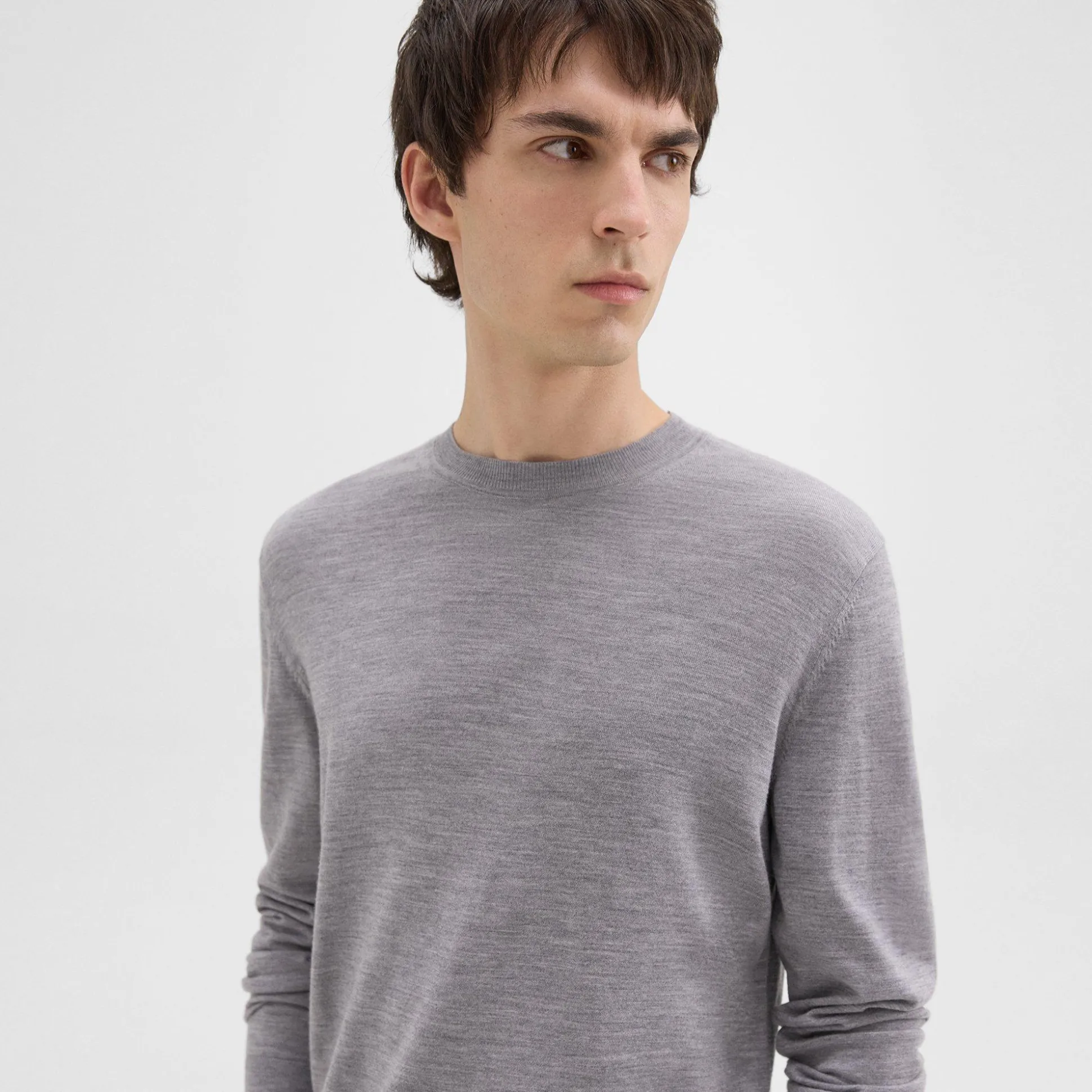 Theory Crewneck Sweater In Regal Wool-Men Sweaters + Cardigans