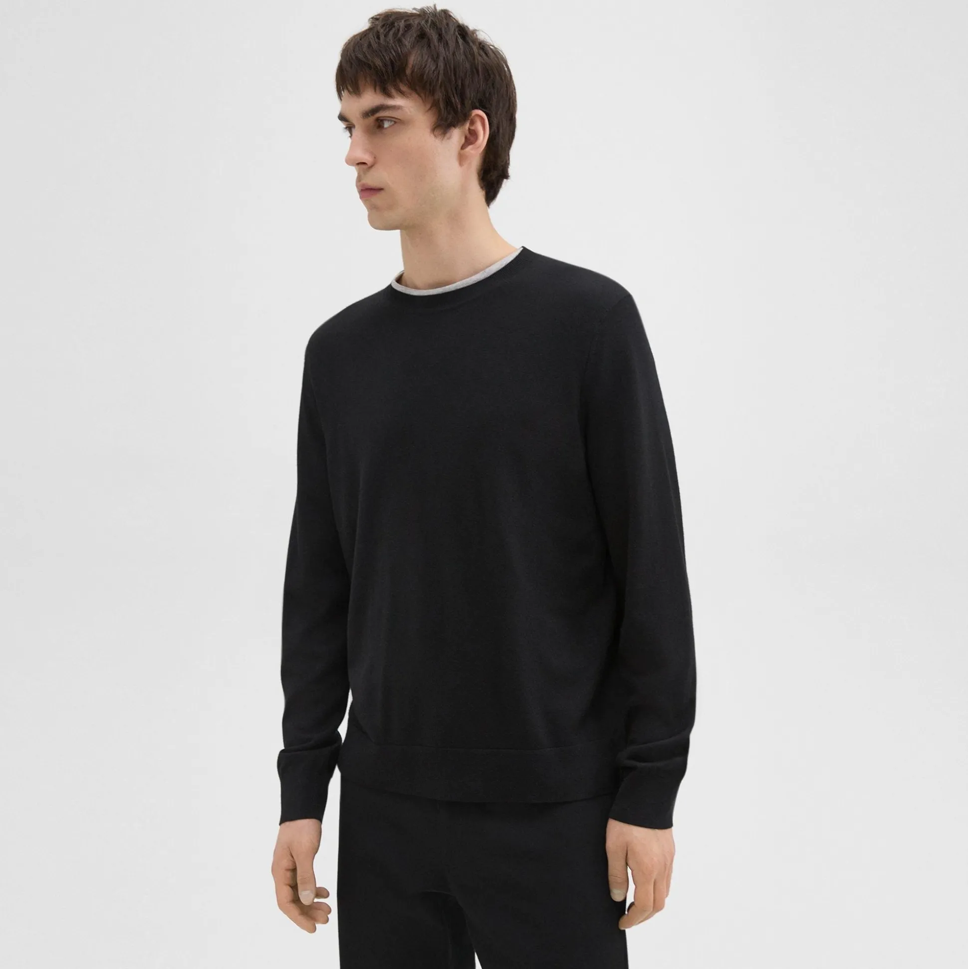 Theory Crewneck Sweater In Regal Wool-Men Sweaters + Cardigans