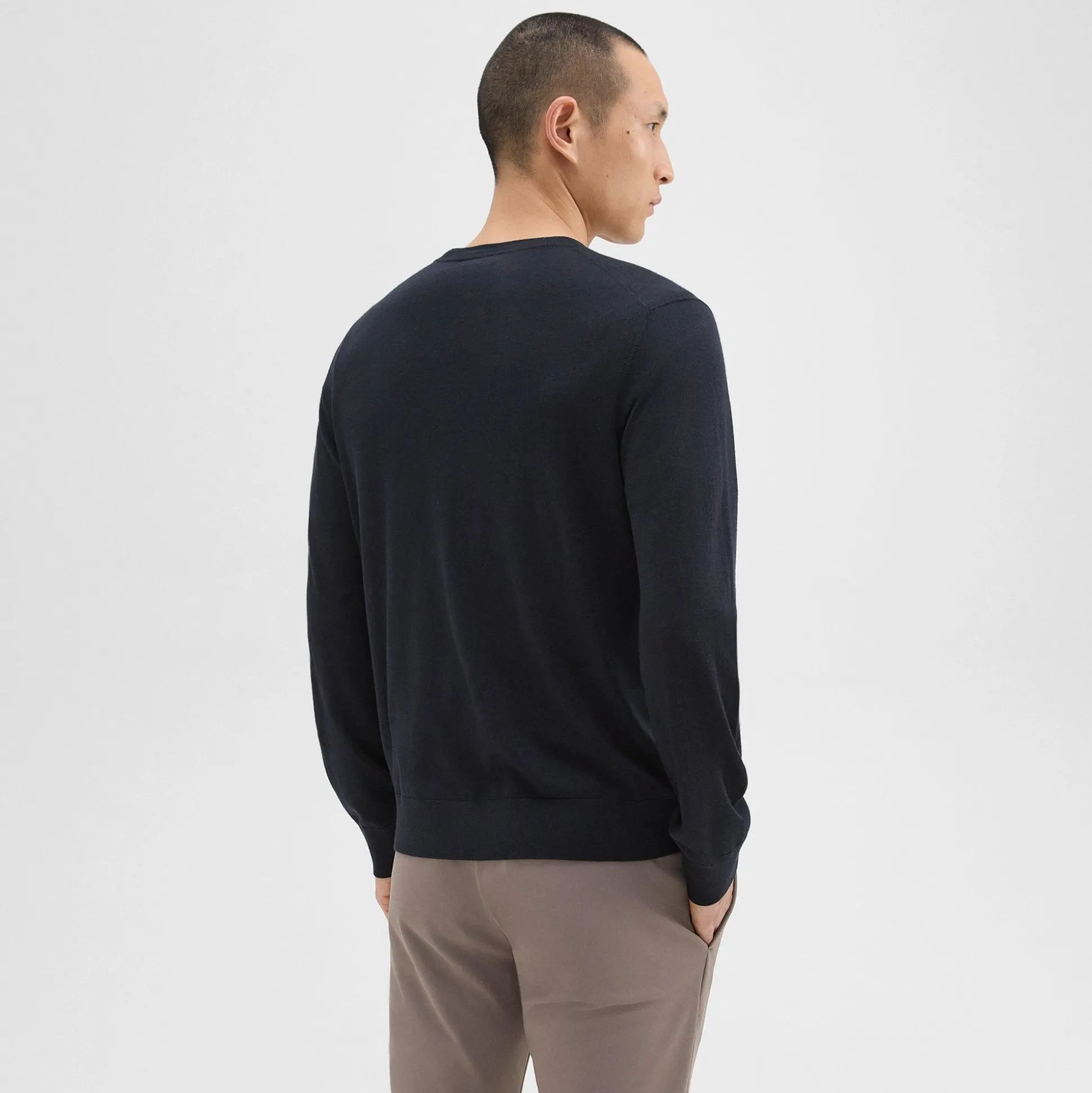 Theory Crewneck Sweater In Regal Wool-Men Sweaters + Cardigans
