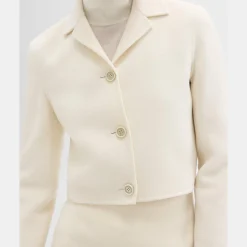Theory Cropped Blazer In Double-Face Wool-Cashmere-Women Blazers + Jackets