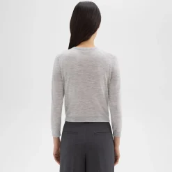 Theory Cropped Cardigan In Regal Wool-Women Sweaters + Cardigans