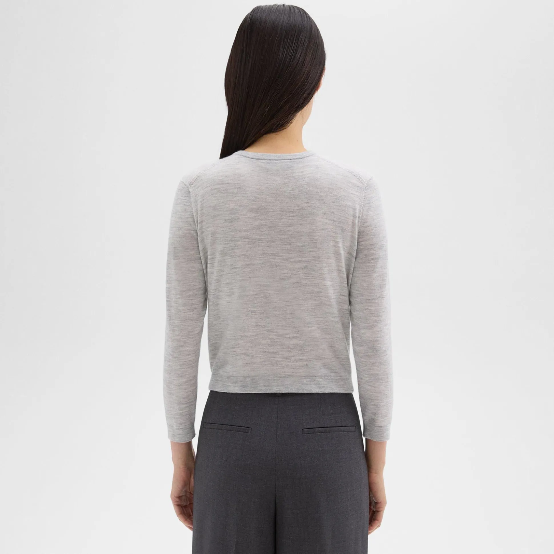 Theory Cropped Cardigan In Regal Wool-Women Sweaters + Cardigans