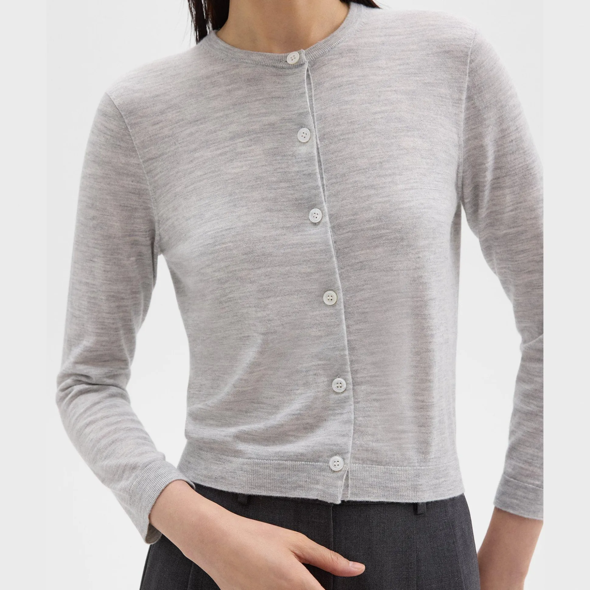 Theory Cropped Cardigan In Regal Wool-Women Sweaters + Cardigans